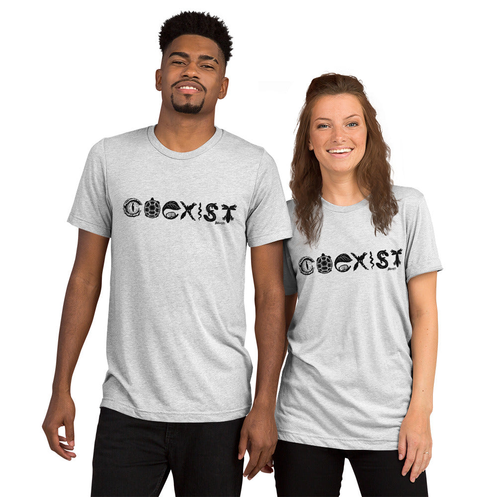 COEXIST Tri-Blend Unisex T-shirt with Black Text