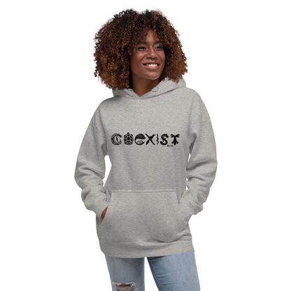 COEXIST Unisex Hoodie with Black Text