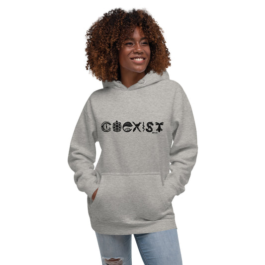 COEXIST Unisex Hoodie with Black Text