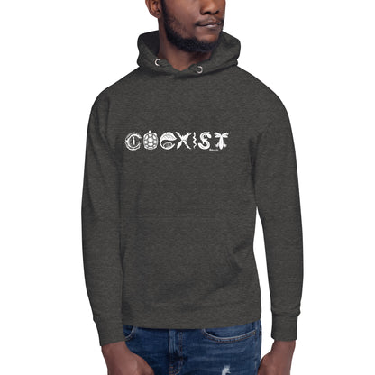 COEXIST Unisex Hoodie with White Text