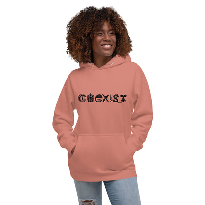 COEXIST Unisex Hoodie with Black Text