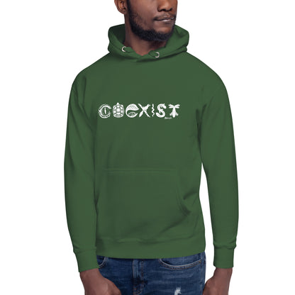 COEXIST Unisex Hoodie with White Text