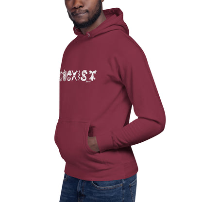 COEXIST Unisex Hoodie with White Text