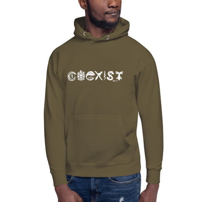 COEXIST Unisex Hoodie with White Text