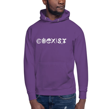 COEXIST Unisex Hoodie with White Text