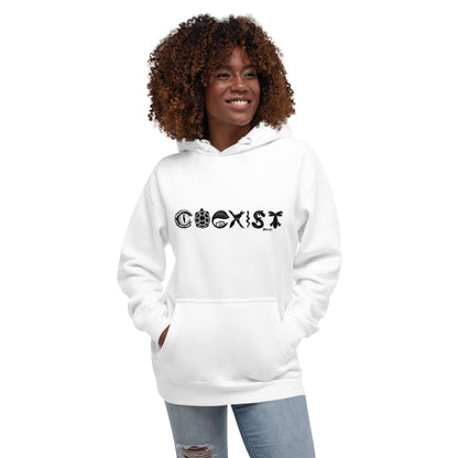 COEXIST Unisex Hoodie with Black Text