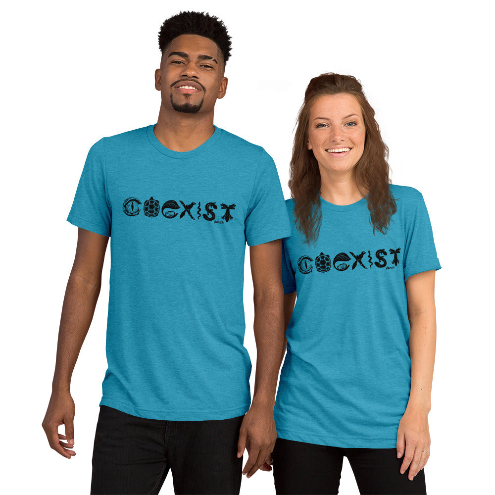 COEXIST Tri-Blend Unisex T-shirt with Black Text