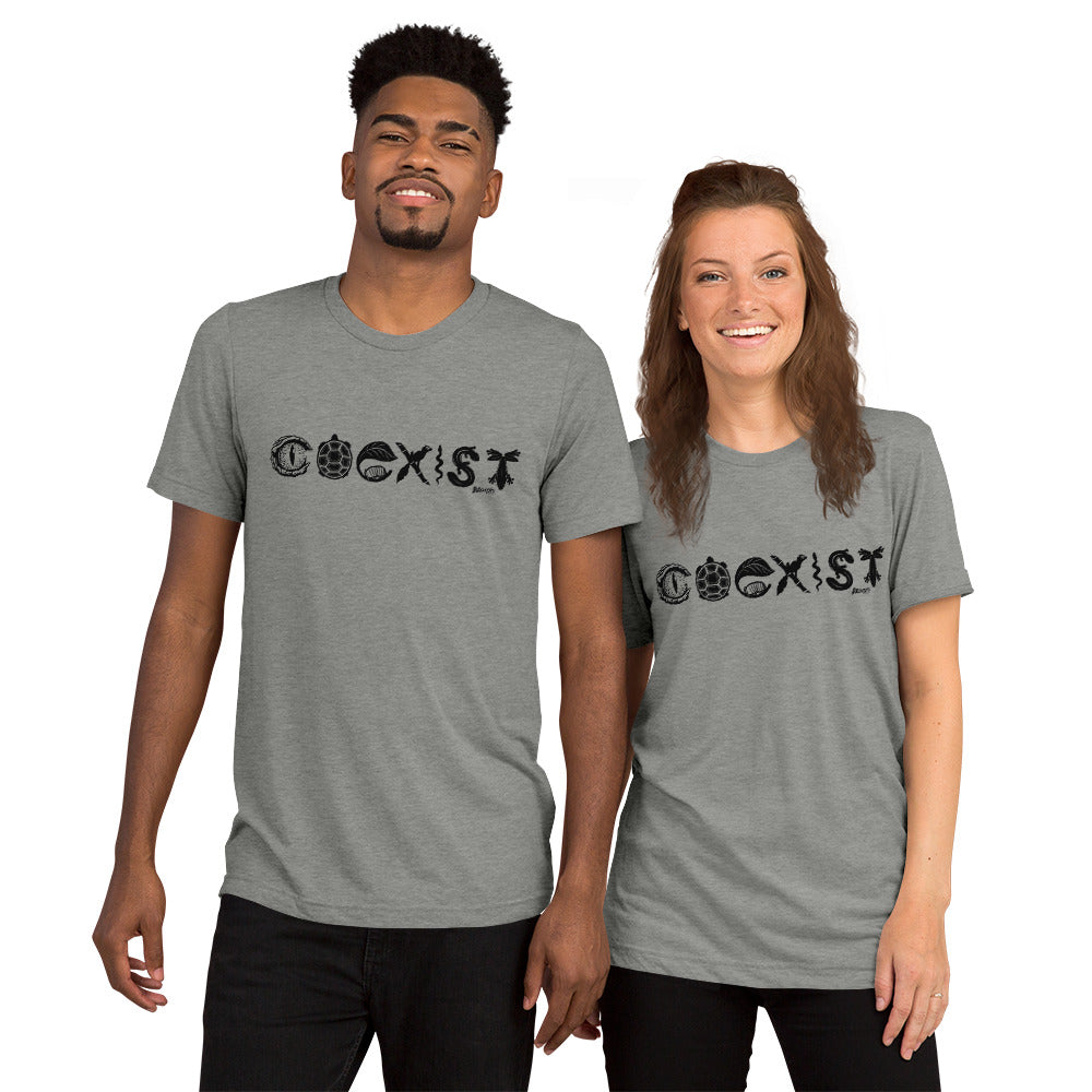 COEXIST Tri-Blend Unisex T-shirt with Black Text
