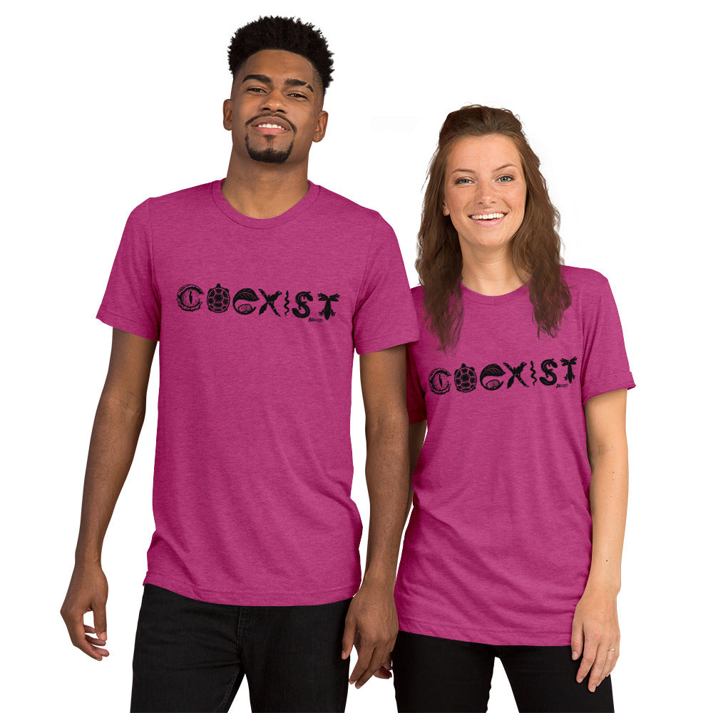 COEXIST Tri-Blend Unisex T-shirt with Black Text