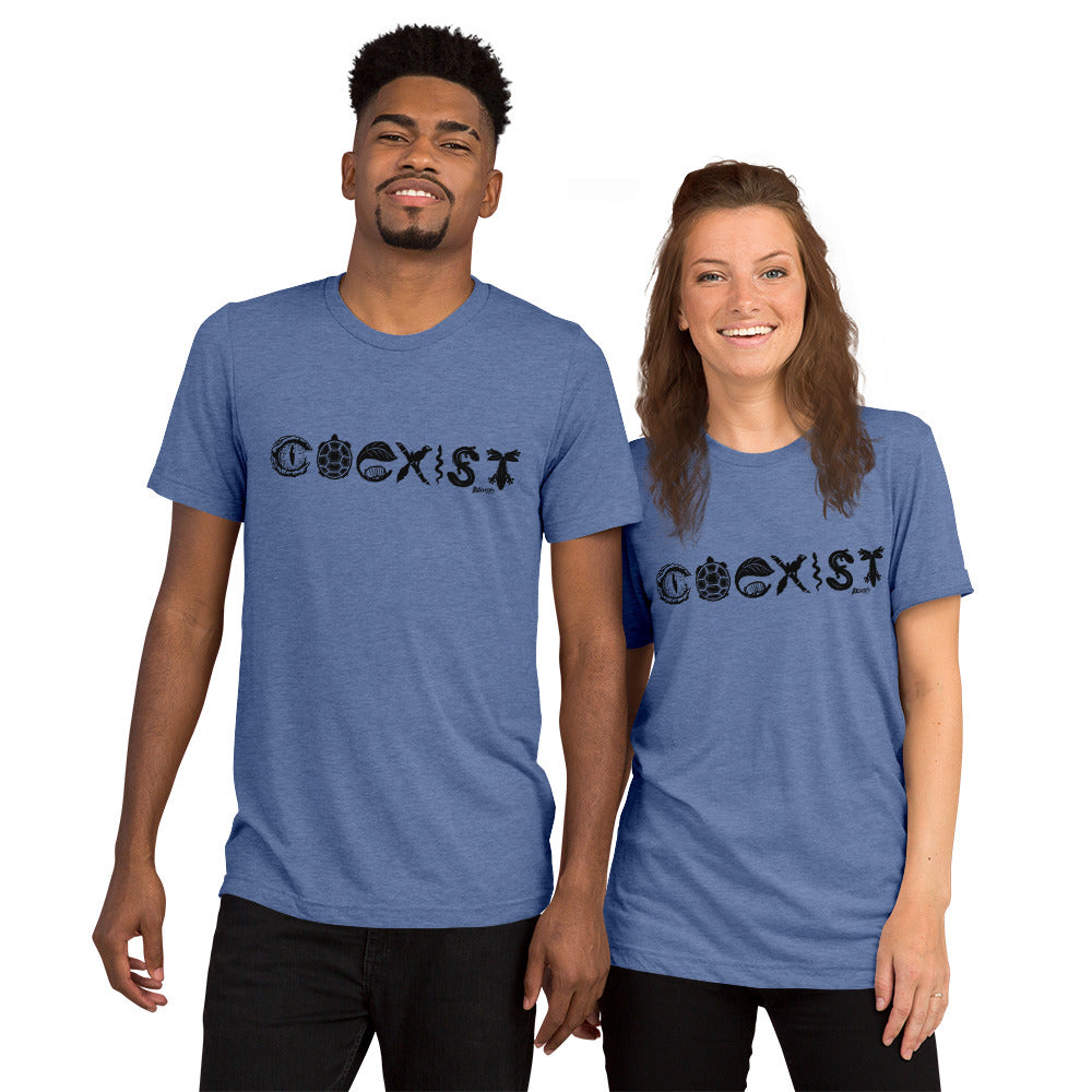 COEXIST Tri-Blend Unisex T-shirt with Black Text