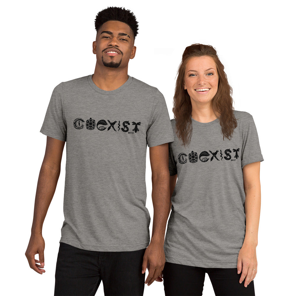 COEXIST Tri-Blend Unisex T-shirt with Black Text