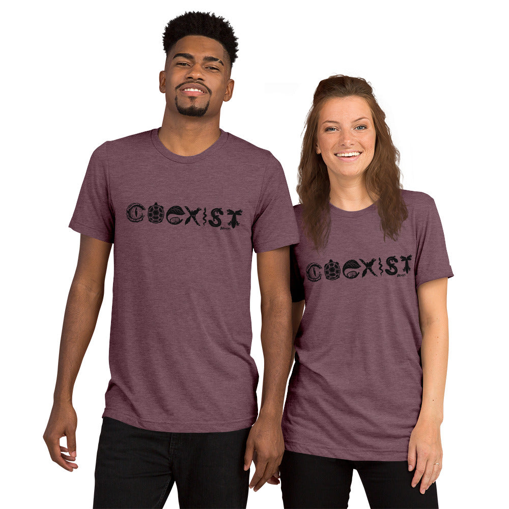 COEXIST Tri-Blend Unisex T-shirt with Black Text