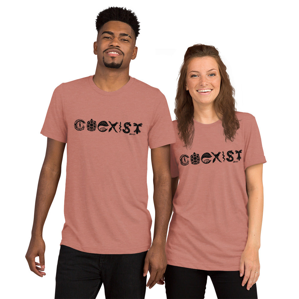 COEXIST Tri-Blend Unisex T-shirt with Black Text