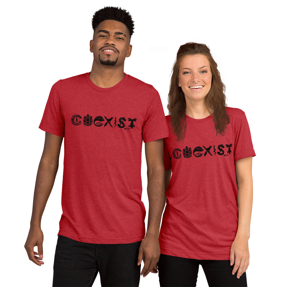 COEXIST Tri-Blend Unisex T-shirt with Black Text