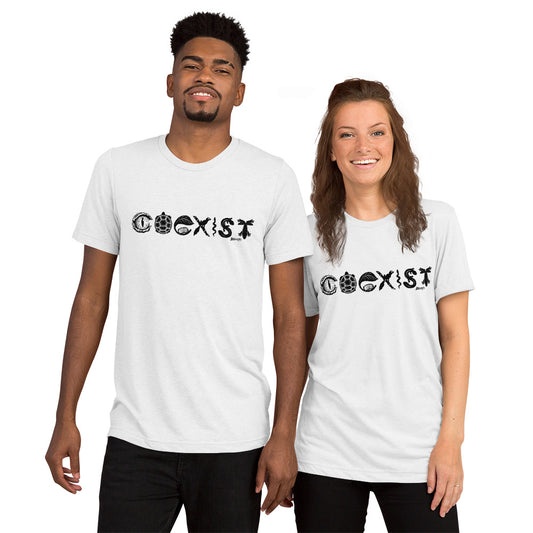 COEXIST Tri-Blend Unisex T-shirt with Black Text