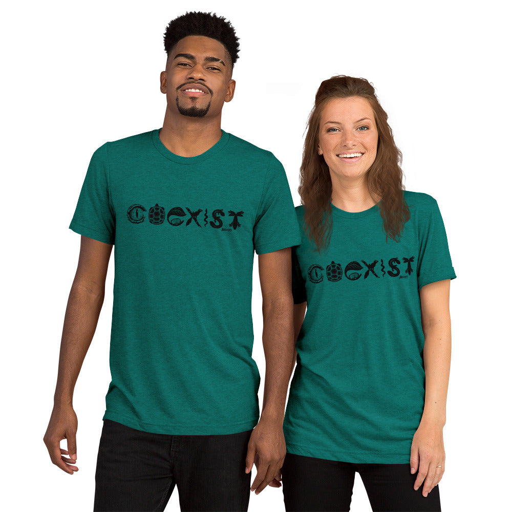 COEXIST Tri-Blend Unisex T-shirt with Black Text